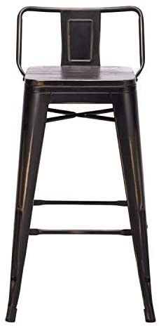 Andeworld Bar Stools Set of 4 Counter Height Stools Industrial Metal Barstools with Wooden Seats( 26 Inch, Distressed Gold) 4
