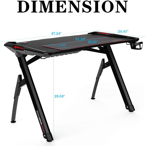 AuAg 47 Gaming Style Desk Computer Home Office Desk Student Table PC Desk 6