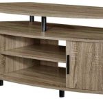 BS Corner Tv Console Stand for up 50 Inch Tv Entertainment Center Credenza with 2 Cabinets 3-Tier Media Center Organizer Audio Video Wooden-Metal Oak &… 1