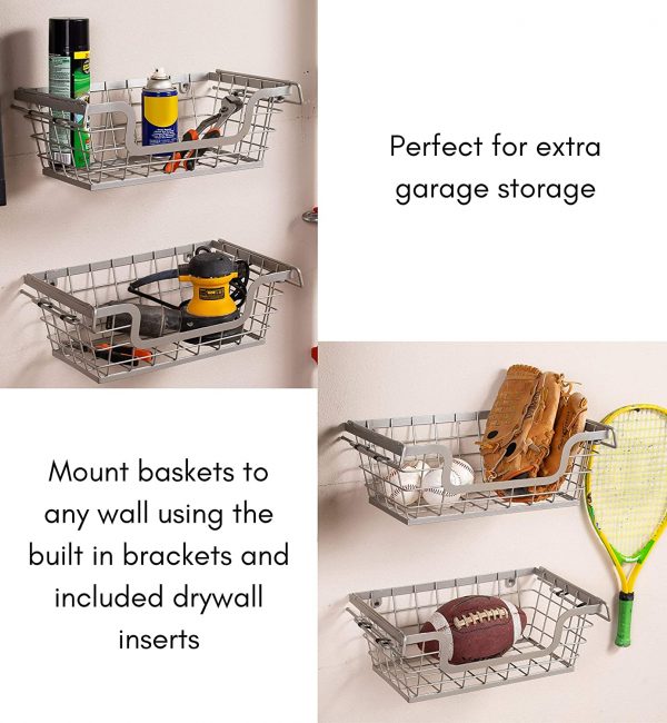 BirdRock Home Wire Basket for Storage – Set of 2 Baskets – Stackable – Hanging – Wall Shelf – Fruit Vegetable Organization – Pantry Cabinet – Metal Bin for Kitchen Counter – Bathroom Shelves Storage 5