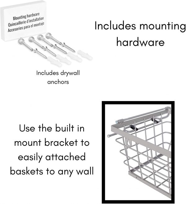 BirdRock Home Wire Basket for Storage – Set of 2 Baskets – Stackable – Hanging – Wall Shelf – Fruit Vegetable Organization – Pantry Cabinet – Metal Bin for Kitchen Counter – Bathroom Shelves Storage 9