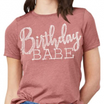 Birthday Tshirts for Women – Rhinestone Girly Birthday Babe T-Shirt – Womens Birthday Party Supplies – Large – Rose Gold Blush 1