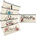 Bridesmaid Proposal Gifts Single Set of 3, 6 – Personalized Floral Makeup Bag for Women Girl Custom Cozmetic Bags w Name Date Text Customized Monogrammed Bridal Porch Mother’s Day Birthday 1