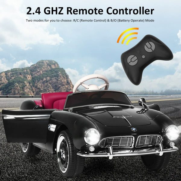 Costzon Ride on Car 12V Licensed BMW 507 Battery Powered Classic Vintage Electric Vehicle w Remote Control Music Horn Headlights MP3 USB TF Double Open Doors Kids Ride on Toys (Black) 2