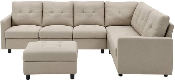 DAZONE Modular Sectional Sofa Assemble 7-Piece Modular Sectional Sofas Bundle Set Cushions, Easy to Assemble Left & Right Arm Chair,Armless Chair,… 8