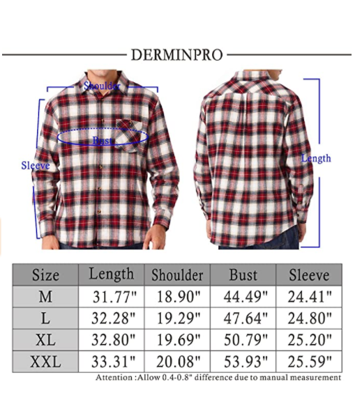 Derminpro Men’s Button Down Shirts Regular Fit Long Sleeve Lightweight Cotton Plaid Shirts 6