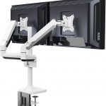 Direction Premium Dual Monitor Desk Mount Stand Full Motion Modern Swivel Arm Fits Computer Monitors 13 to 32 Inches 20lb Arm Weight Capacity White 1