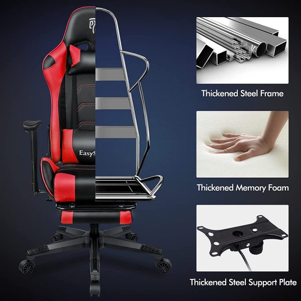 EasySMX Gaming Chairs Ergonomic Computer Gamer Chair with Foot Rest High Back Video Game Chairs for Adults PU Leather Headrest and Lumbar Support Racing… 2