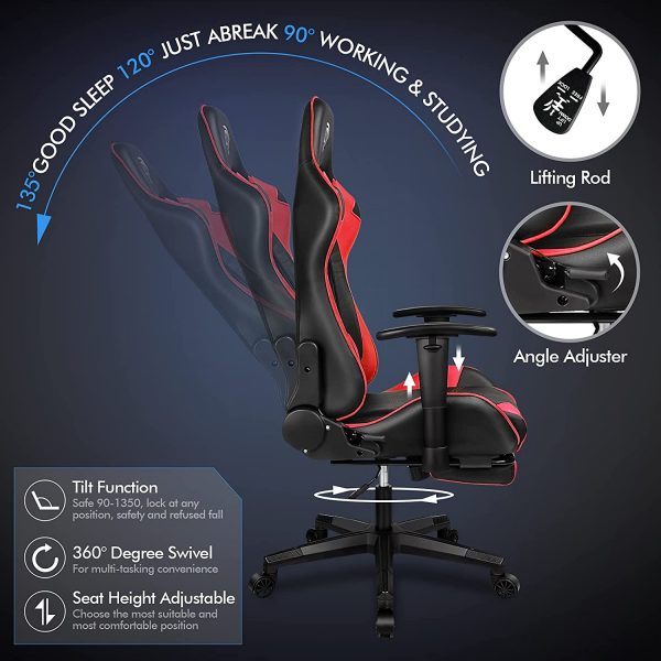 EasySMX Gaming Chairs Ergonomic Computer Gamer Chair with Foot Rest High Back Video Game Chairs for Adults PU Leather Headrest and Lumbar Support Racing… 3
