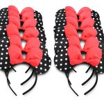 Finex 12 pcs Set Black Polka Dot Minnie Mouse Ears with Red Bow Headband Cute Costume Dozen Deluxe Fabric (Minnie Bow) 1
