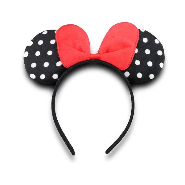 Finex 12 pcs Set Black Polka Dot Minnie Mouse Ears with Red Bow Headband Cute Costume Dozen Deluxe Fabric (Minnie Bow) 2