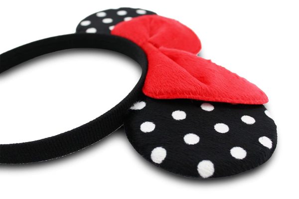 Finex 12 pcs Set Black Polka Dot Minnie Mouse Ears with Red Bow Headband Cute Costume Dozen Deluxe Fabric (Minnie Bow) 4
