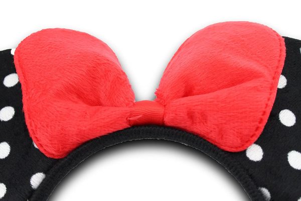 Finex 12 pcs Set Black Polka Dot Minnie Mouse Ears with Red Bow Headband Cute Costume Dozen Deluxe Fabric (Minnie Bow) 5