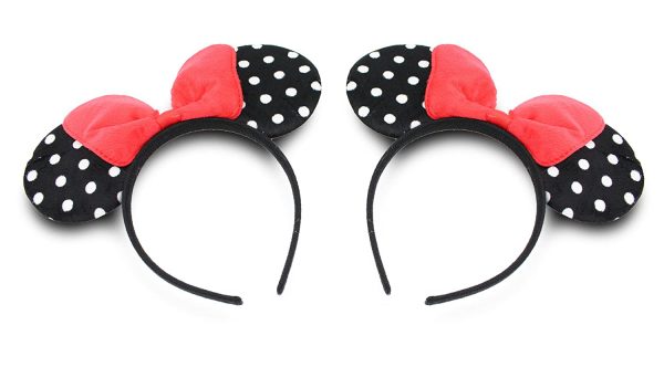Finex 12 pcs Set Black Polka Dot Minnie Mouse Ears with Red Bow Headband Cute Costume Dozen Deluxe Fabric (Minnie Bow) 6