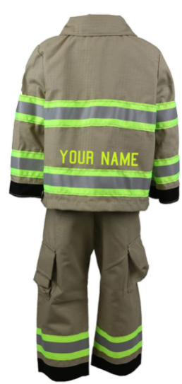 Fully Involved Stitching Firefighter Personalized Tan 3-Piece Toddler Outfit 3