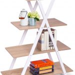 Giantex 4 Tier Bookshelf Storage Shelves Bookcase Ladder Shelf Home Office X-Shape Potted Plant or Flower Rack Display Shelves Easy Assembly (Natutal and… 1