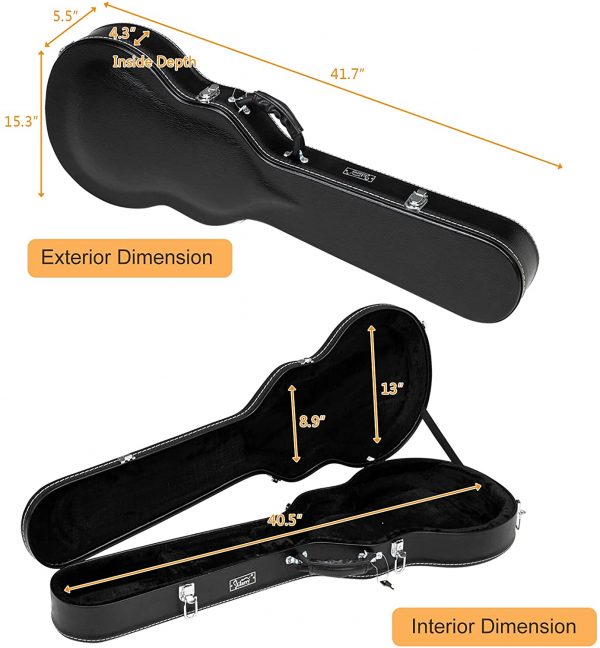 Glarry Portable Electric Guitar Hard Shell Case Microgroove Bulge Surface Deluxe Guitar Case Black 3
