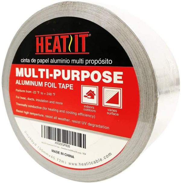 HEATIT Aluminum Foil Tape Professional Grade – 2 inch x 150 feet 4.85 mil Thick(1.7 mil foil Thick and 3.15 mil Backing Thick) for HVAC, Ducts, Pipes, Metal Repair, Pipe Heating Cable Application etc 2