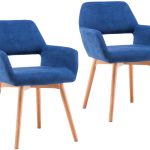 Homy Grigio Modern Living Dining Room Accent Arm Chairs Club Guest with Solid Wood Legs (Set of 2,Blue) 1