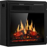 JAMFLY Electric Fireplace Insert 18inch Freestanding Heater with 7 Log Hearth Flame Settings and Remote Control 1500w Black 1