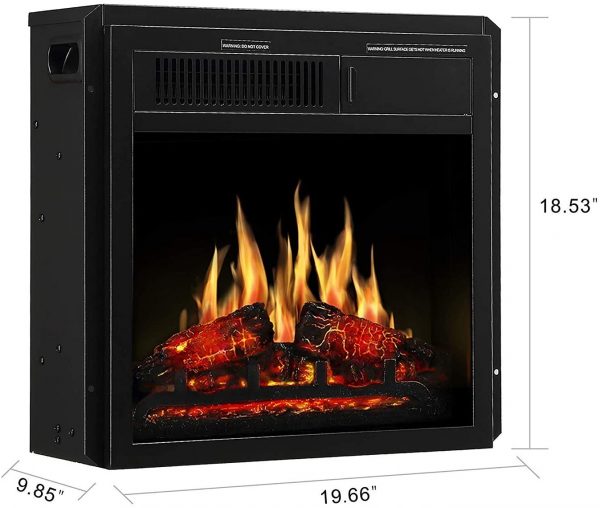 JAMFLY Electric Fireplace Insert 18inch Freestanding Heater with 7 Log Hearth Flame Settings and Remote Control 1500w Black 6