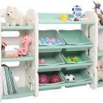 JOYMOR 3-in-1 Kids Toy Storage Organizer with Bins, Children Toy Shelves Bookshelf, Corner Rack, Toddlers Plastic Multi-Layer Shelf for Child’s Bedroom… 1