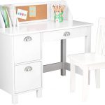 KidKraft Wooden Study Desk for Children with Chair, Bulletin Board and Cabinets, White, Gift for Ages 5-10 1