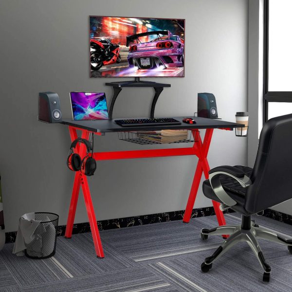 LAZZO X Type Computer Gaming Desk 41 Home Game Table Desk with Display Support Plate 7