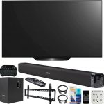 LG OLED65B9PUA B9 65-inch 4K HDR Smart OLED TV with AI ThinQ (2019) Bundle with Deco Gear 60W Soundbar with Subwoofer, Wall Mount Kit, Deco Gear Wireless Keyboard and 6-Outlet Surge Adapter 1