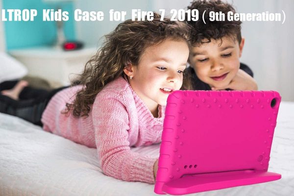 LTROP Kids Case for All-New Fire 7 Tablet (9th Generation, 2019 Release ), Lightweight Shockproof Kids Friendly Convertible Handle Stand Protective Cover… 7