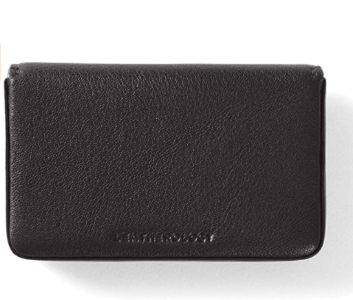 Leatherology Black Onyx Business Card Case, Magnetic Closure ID Holder, Full Grain Leather 3