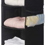 MAX Houser 4-Shelf Hanging Closet Organizer, Space Saver, Cloth Hanging Shelves with 2 Side Pockets, Foldable (Black) 1