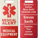 Medical Alert Tag Medical Equipment Customized Engraved Info (Red) 1