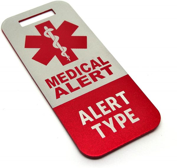 Medical Alert Tag Medical Equipment Customized Engraved Info (Red) 2
