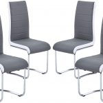 Modern Dining Chairs Set of 4, Grey White Side Dining Room Chairs, Kitchen Chairs with Faux Leather Padded Seat High Back and Sturdy Chrome Legs, Chairs for… 1
