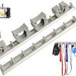 Mop and Broom Holder Wall Mount with 2 Aluminum Racks + 4 Grippers + 12 Utility Hooks for Laundry Room, Kitchen & Storage Organizer. Tools Hanger, Cleaning Gears Hook Rack & Garden Tool Organization. 1