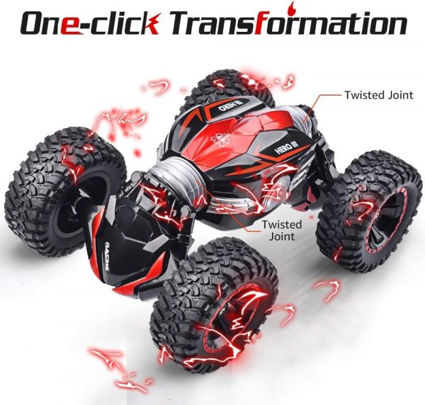 NQD RC Car Off-Road Vehicles Rock Crawler 2.4Ghz Remote Control Car Monster Truck 4WD Dual Motors Electric Racing Car, Kids Toys RTR Rechargeable Buggy (Red) 3