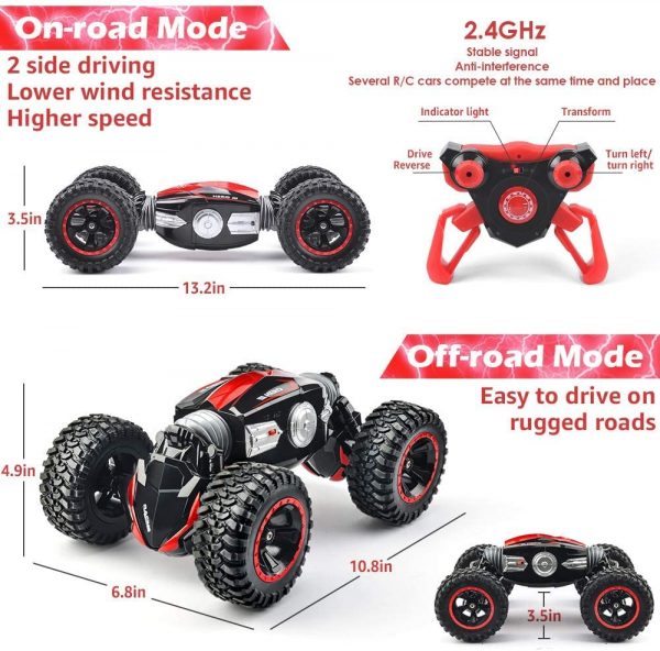 NQD RC Car Off-Road Vehicles Rock Crawler 2.4Ghz Remote Control Car Monster Truck 4WD Dual Motors Electric Racing Car, Kids Toys RTR Rechargeable Buggy (Red) 4