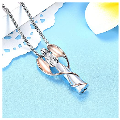 Oinsi EternityMemory Angel Lady Stainless Steel Cremation Pendant Necklace Ashes Keepsake Holder Memorial Urn Jewelry 3