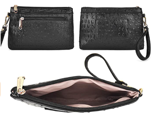 Ostrich Purses and Handbags for Women Designer Tote Top Handle Satchel Shoulder Bags with Wallet Ladies (Black) 6