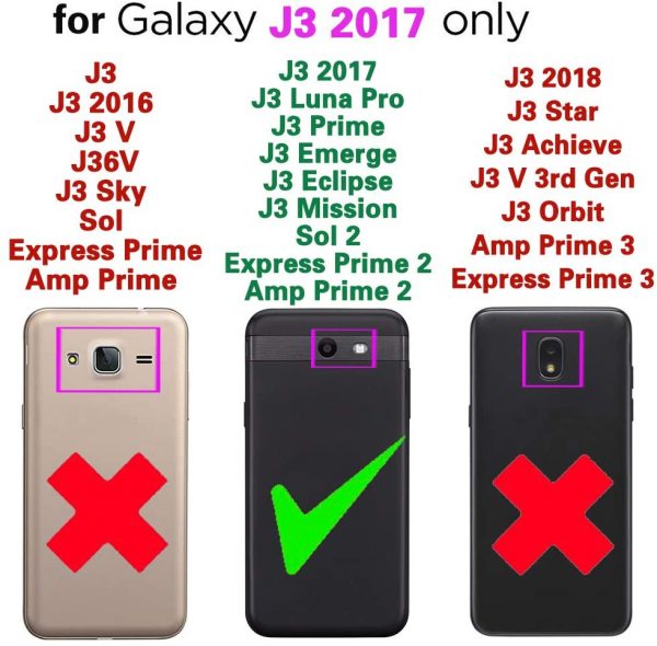 Phone Case for Samsung Galaxy J3 Luna Pro J 3 Prime 2017 Emerge 3J Eclipse Mission with Tempered Glass Screen Protector Cover Credit Card Holder Hard Wallet… 2