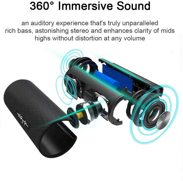 Portable Outdoor Wireless Bluetooth 4.2 Speaker Rechargable 2200mAh Waterproof Dustproof Shockproof 10W Enhanced Bass with TWS Pairing Function for Beach Shower & Home 3
