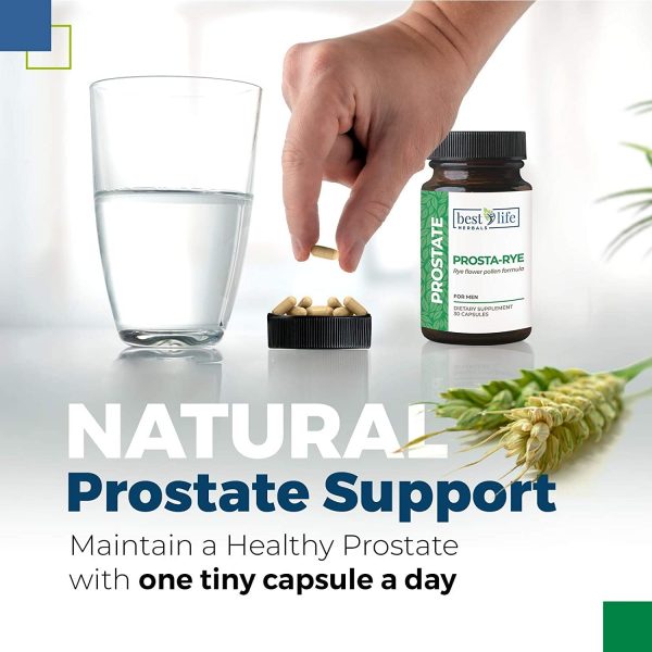 Prosta-Rye Natural Prostate Supplement for Men That are Experiencing Enlarged Prostate, Frequent Urination, Overactive Bladder – 6 Bottles, 180 Capsules 2