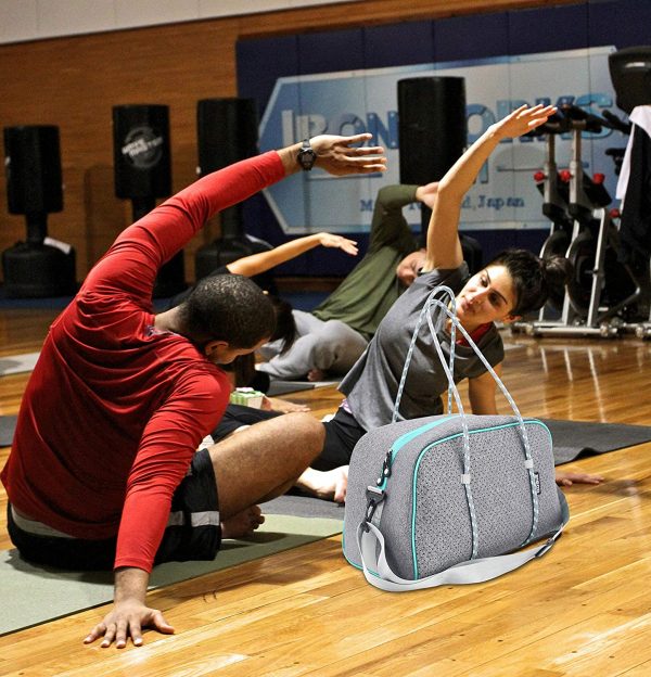 QOGiR Neoprene Sports Gym Bag Travel Duffel Bag with Elastic Shoe Bag (Elegant Grey) 2