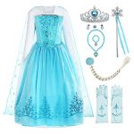 ReliBeauty Little Girls Princess Costume Snowflake Fancy Dress, Sky Blue with Accessories 2