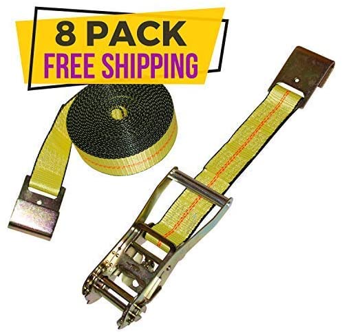 Shippers Supplies 2” x 27’ Ratchet Strap with Flat Hooks — 8 Pack 2