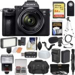 Sony Alpha A7 III 4K Digital Camera & 28-70mm FE OSS Lens with 64GB Card + Battery & Charger + Case + 3 Filters + Tripod + Flash + LED Light + Mic Kit 1