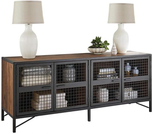 TV Credenza 70 Stand Industrial Modern Rustic Sideboard Buffet Console Storage Cabinet Entertainment Media Center Organizer Audio Video Components… 6