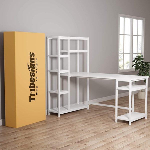 Tribesigns 67 Large Computer Desk with 9 Storage Shelves, Office Desk Study Table Writing Desk Workstation with Hutch Bookshelf for Home Office White 8