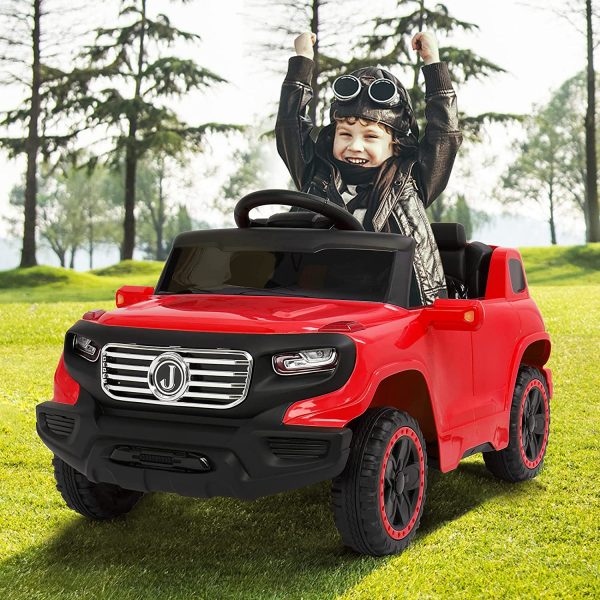 VALUE BOX Electric Remote Control Truck Kids Toddler Ride On Cars 6V Battery Motorized Vehicles Childrens Best Toy Car Safe with 3 Speeds Music seat Belts LED Lights and Realistic Horns Red 5